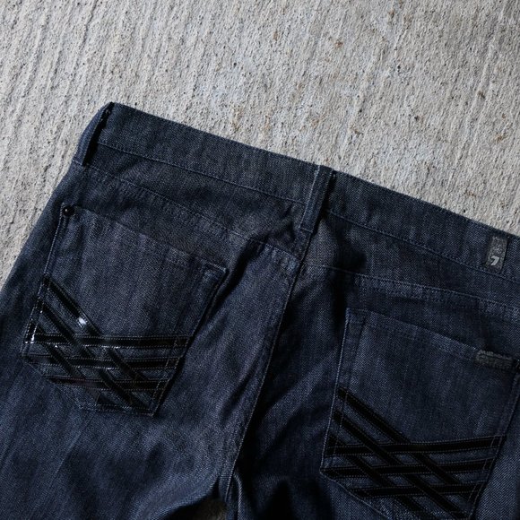 rare 7FAM dojo patent leather lattice pocket jeans - Picture 5 of 8